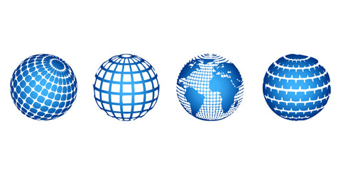 Fototapeta na wymiar Set various globes 3D vector