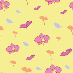 Flower blossom petals seamless repeat pattern design.