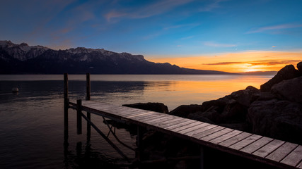 Coucher de soleil sur le Léman depuis Vevey