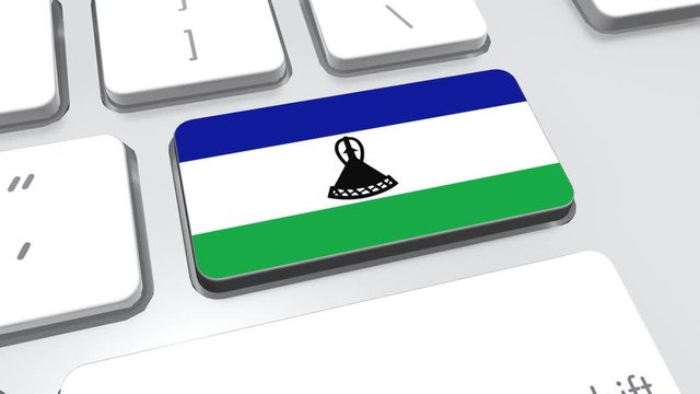 Lesotho flag on computer keyboard.