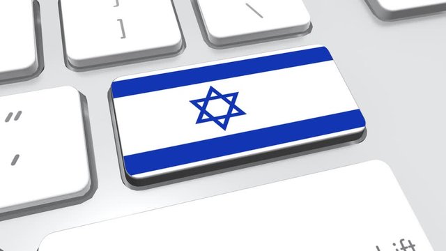 Israel flag on computer keyboard.