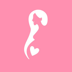 Pregnancy logo. Pregnant woman silhouette. 