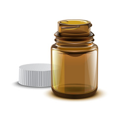 Empty glass jar on white background