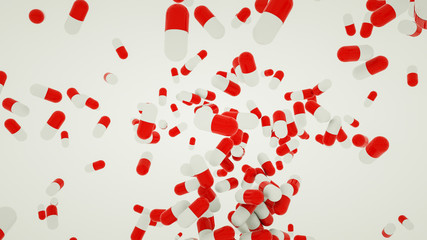 three-dimensional tablets of different colors and shapes. 3d rendering illustration