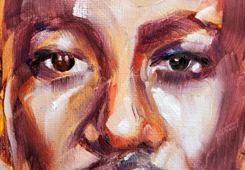 Afro american man portrait in oils