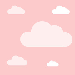 Sky clouds background, pink design vector illustration