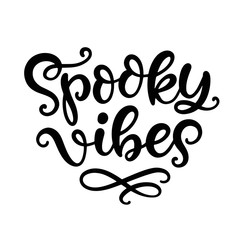 Spooky vibes Halloween Party Poster with Handwritten Ink Lettering