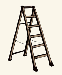Folding stepladder. Vector drawing icon