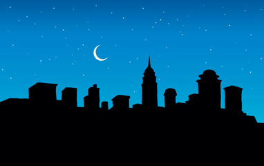 Embankment of the modern city. Vector drawing