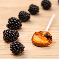 .Lollipops made from natural fruits and berries. Healthy food and vegetarian food concepts