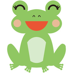 嬉しそうな女の子のカエル