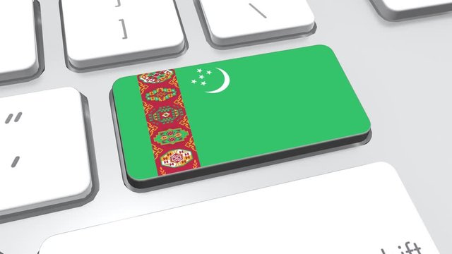 Turkmenistan flag on computer keyboard.