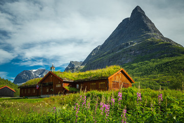 Tourist shelter Innerdalshytta in Trollheimen mountains, Norway.
