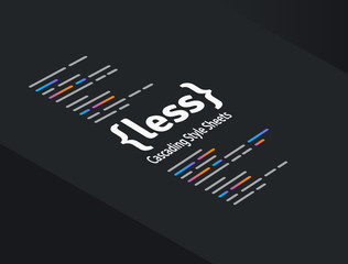 LESS - Leaner Style Sheets the dynamic preprocessor style sheet language coding software technology vector illustration - obrazy, fototapety, plakaty