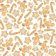 seamless pattern. Christmas gingerbread. bakery products