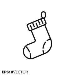 Christmas stocking vector line icon