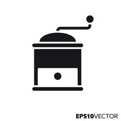Coffee mill or grinder vector glyph icon