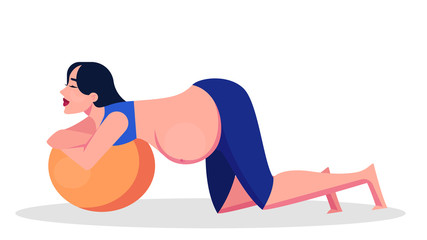 Fototapeta na wymiar Yoga for pregnant woman concept. Fitness and sport