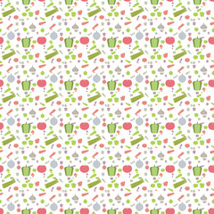 Seamless pattern with vegetables on a white background.