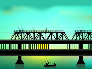 fishermen near dark large bridge