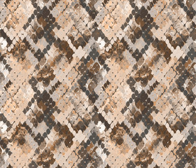 Snake seamless pattern. Gray and beige colors. Sequins and scales.
