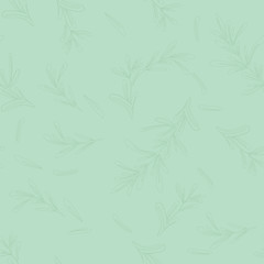 Soft seamless pattern with rosemary hand drawn elements. Editable set for packaging design with rosemary branches.