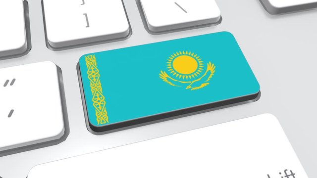 Kazakhstan flag on computer keyboard.