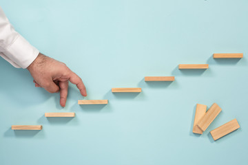 Career Planning Concept. Businessman Going Up Stairs.