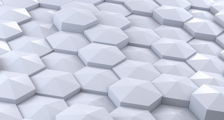 3d rendering illustration. Background from white hexagons.