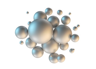 Shiny spheres on a white background. 3d rendering.