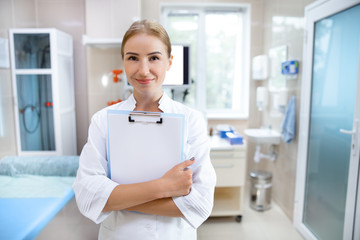 Young doctor working with modern equipment stock photo