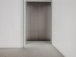 Perspective view of Empty Space with LED Light Lamps and Lights Shade on Wall for Gallery Interior