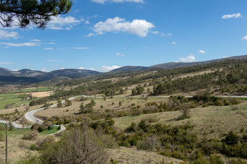 Fototapeta na wymiar View of Road D90. The Parc Naturel Régional (PNR) des Préalpes d’Azur.