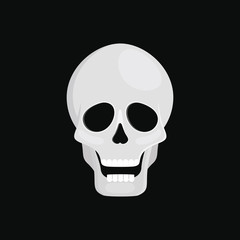 Skull on black background. Vector cartoon image