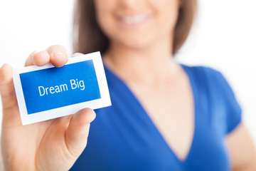 Dream big! - business woman wearing blue