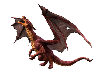3D Rendering Fairy Tale Dragon on White