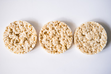 useful rice crisps on a white background