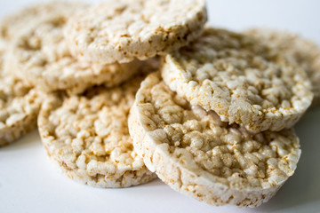 useful rice crisps on a white background
