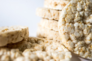 useful rice crisps on a white background