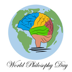 World Philosophy Day, November. Buddhist man spiritual concept illustration