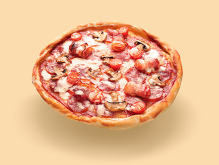 Tasty pizza on white background