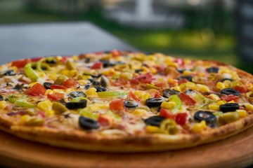Delicious fresh vegetarian Italian pizza