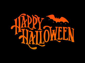 Halloween greeting card, poster, banner, invitation design. Cute hand lettering quote on black background for prints, labels, signs, stickers, etc. Festive typography inscription.  © Натали Осипова