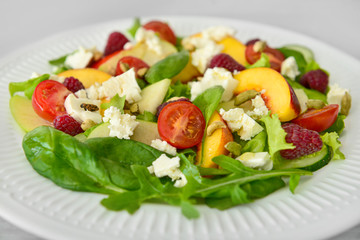 Tasty salad on plate, closeup