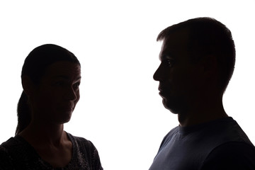 Women and men across from, brother and sister - silhouette