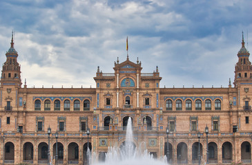 Naklejka premium Fuente y plaza de España de Sevilla
