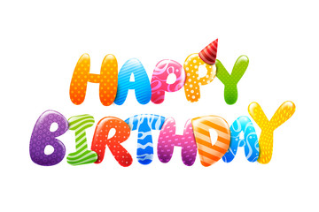 3D Colorful happy birthday calligraphy 0001