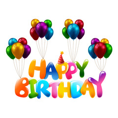 3D Colorful happy birthday calligraphy 0008