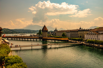 Chapel Bridge (Kapellbrucke) in Lucerne, Switzerland..