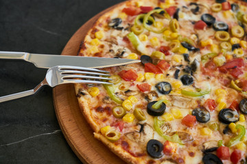 Delicious fresh vegetarian Italian pizza